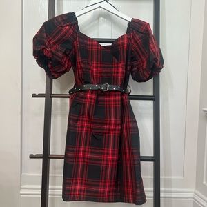 NWT. Zara plaid belted mini dress.